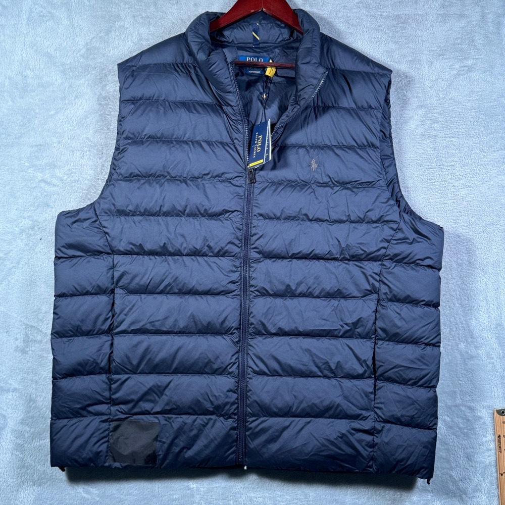 Polo Ralph Lauren Puffer Vest Mens 2XLT 2XL Tall Navy Down Full Zip Performance